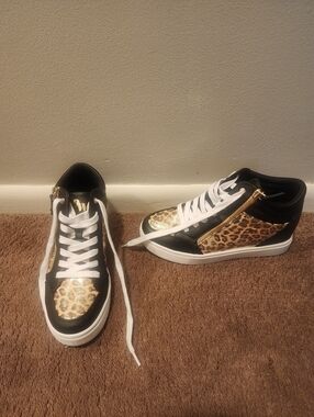 Nine West Tons Wedge Sneaker, Leopard, Sz 8.5